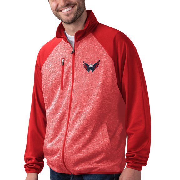 Men's G-III Sports by Carl Banks Red Washington Capitals Runners-Raglan Full-Zip Track Jacket