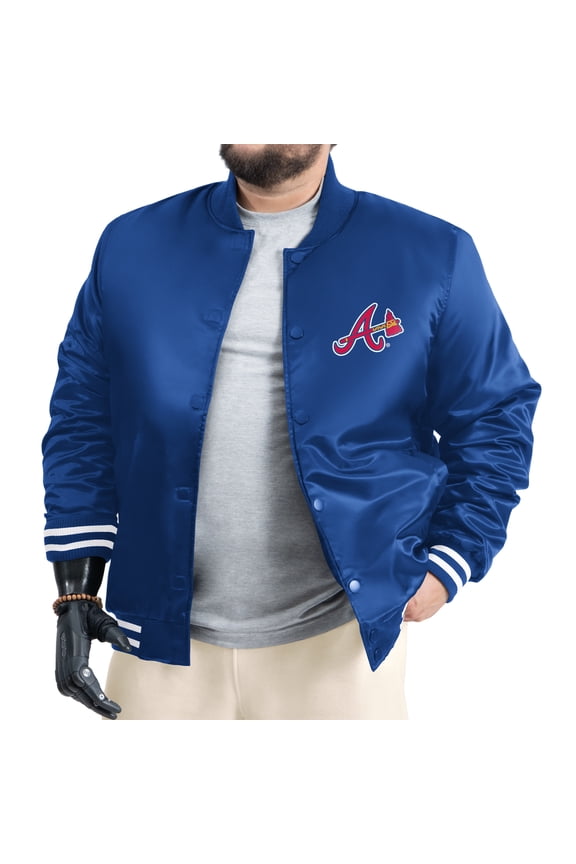 Men's G-III Sports by Carl Banks Royal Atlanta Braves Cooperstown Adaptive Satin Full-Snap Varsity Jacket