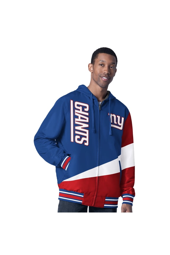 Men's G-III Sports by Carl Banks Royal/Charcoal New York Giants Dual Threat Reversable Full-Zip Hooded Jacket