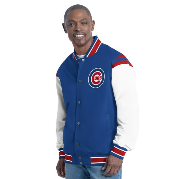 Men's-G-III Sports by Carl Banks  Royal Chicago Cubs Recruit Commemorative Full-Snap Varsity Jacket