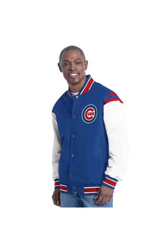 Men's-G-III Sports by Carl Banks Royal Chicago Cubs Recruit Commemorative Full-Snap Varsity Jacket