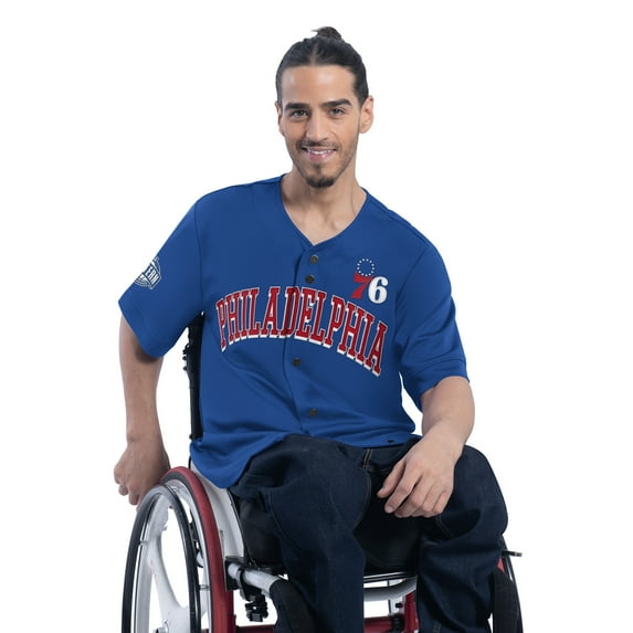 Men's G-III Sports by Carl Banks Royal Philadelphia 76ers Adaptive Star Player Fashion Baseball Jersey