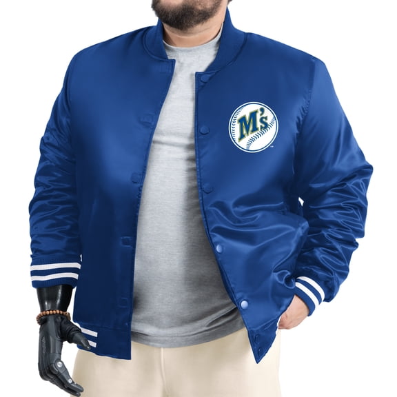 Men's G-III Sports by Carl Banks Royal Seattle Mariners Cooperstown Adaptive Satin Full-Snap Varsity Jacket