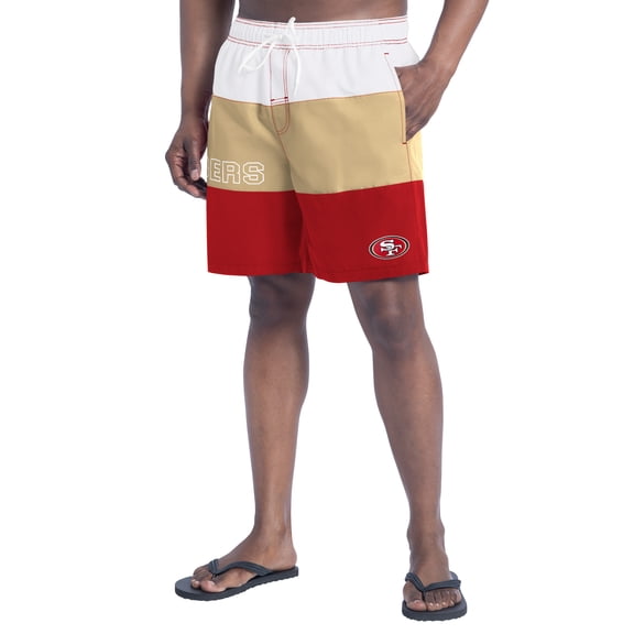 Men's G-III Sports by Carl Banks Scarlet/Gold San Francisco 49ers Sunrise Volley Swim Shorts