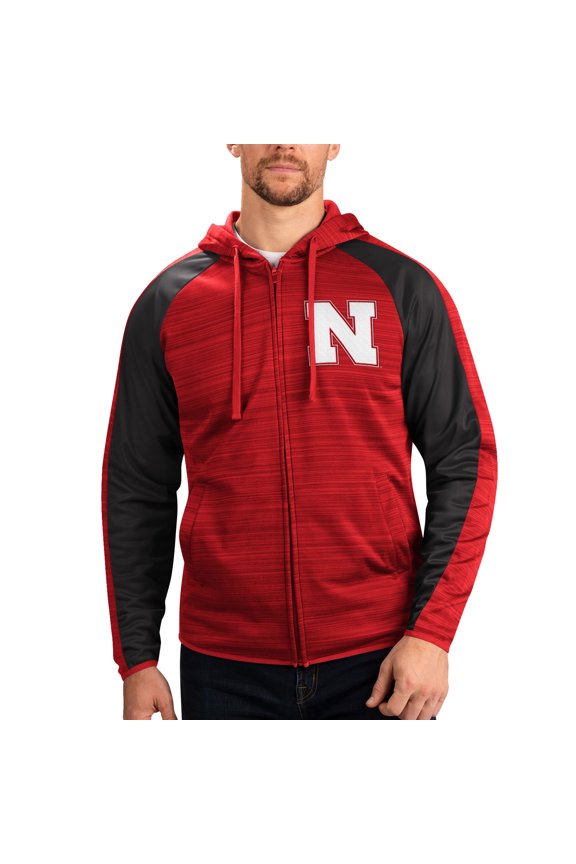 Men's G-III Sports by Carl Banks Scarlet Nebraska Huskers Neutral Zone Raglan Full-Zip Track Jacket Hoodie