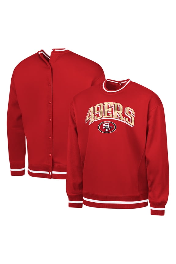 Men's G-III Sports by Carl Banks Scarlet San Francisco 49ers Adaptive Blocker Fleece Pullover Sweatshirt