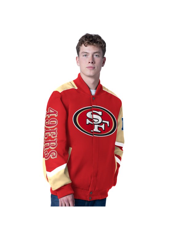Men's G-III Sports by Carl Banks Scarlet San Francisco 49ers Prime Time Full-Zip Racing Jacket