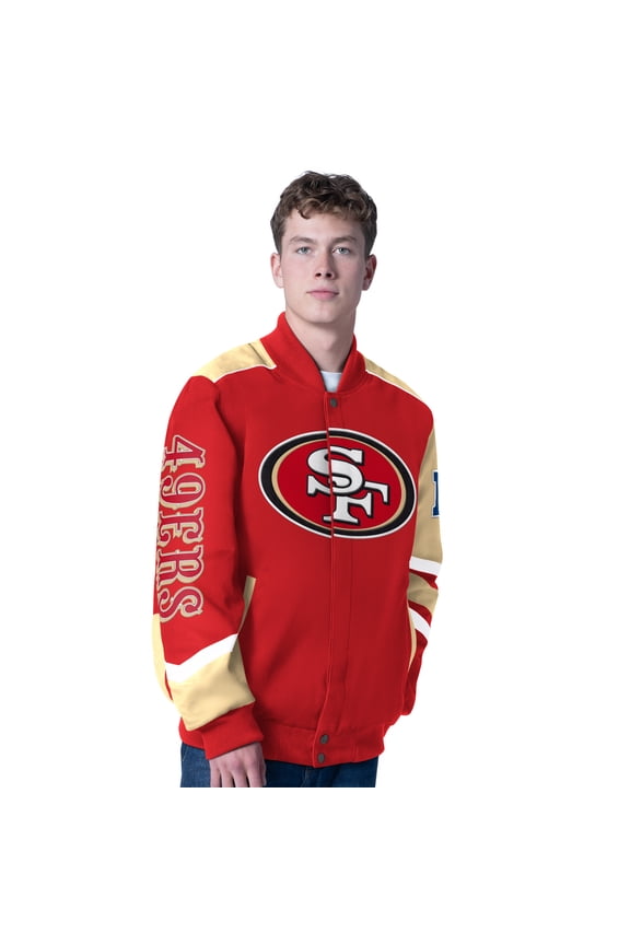 Men's G-III Sports by Carl Banks Scarlet San Francisco 49ers Prime Time Full-Zip Racing Jacket