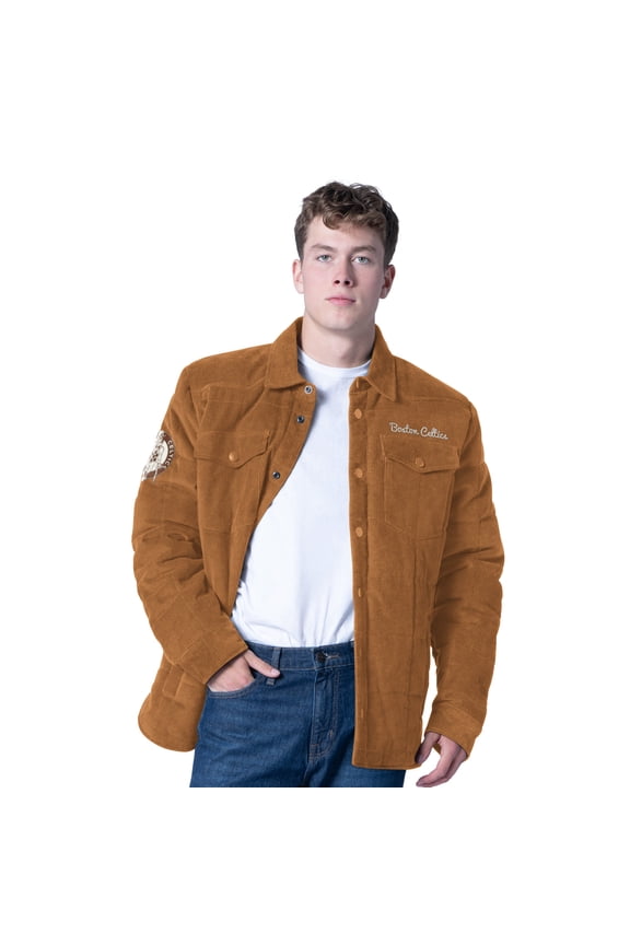 Men's G-III Sports by Carl Banks Tan Boston Celtics Triumph Corduroy Chainstitch Quilted Full-Snap Jacket