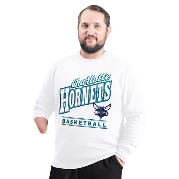 Men's G-III Sports by Carl Banks White Charlotte Hornets Adaptive Headliner Fleece Crewneck Sweatshirt