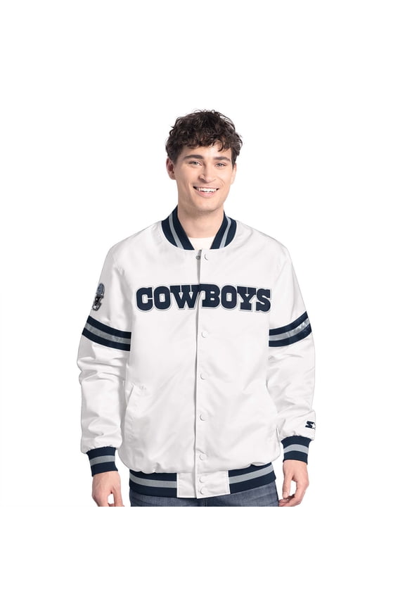 Men's-G-III Sports by Carl Banks White Dallas Cowboys Scout Full-Snap Varsity Jacket