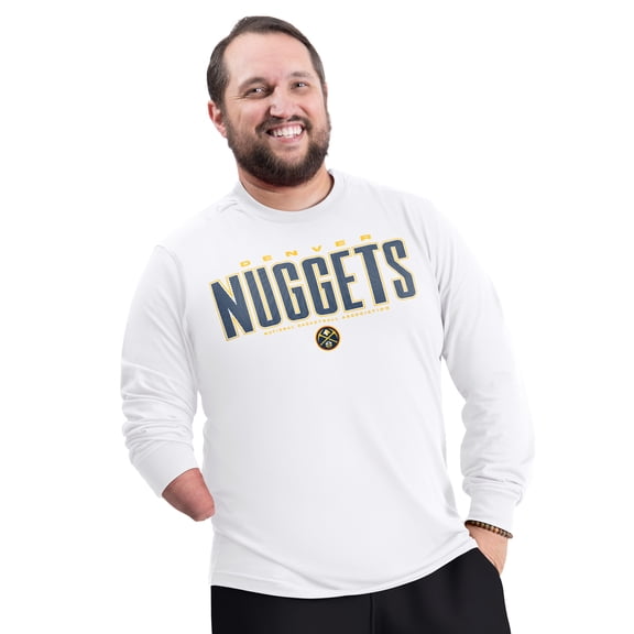 Men's G-III Sports by Carl Banks White Denver Nuggets Adaptive Printed Mesh Effect Long Sleeve T-Shirt