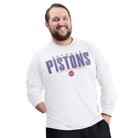 Men's G-III Sports by Carl Banks White Detroit Pistons Adaptive Printed Mesh Effect Long Sleeve T-Shirt