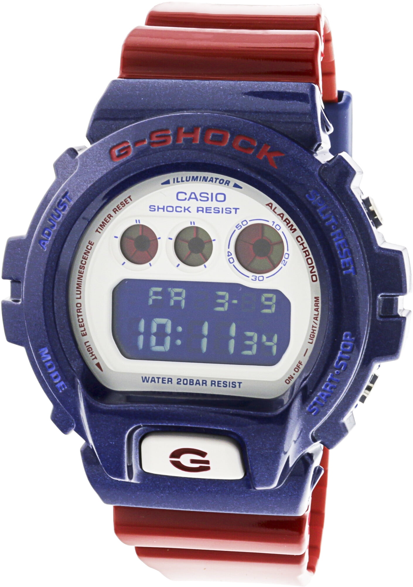 Men s G Shock DW6900AC 2 Red Resin Quartz Sport Watch Walmart