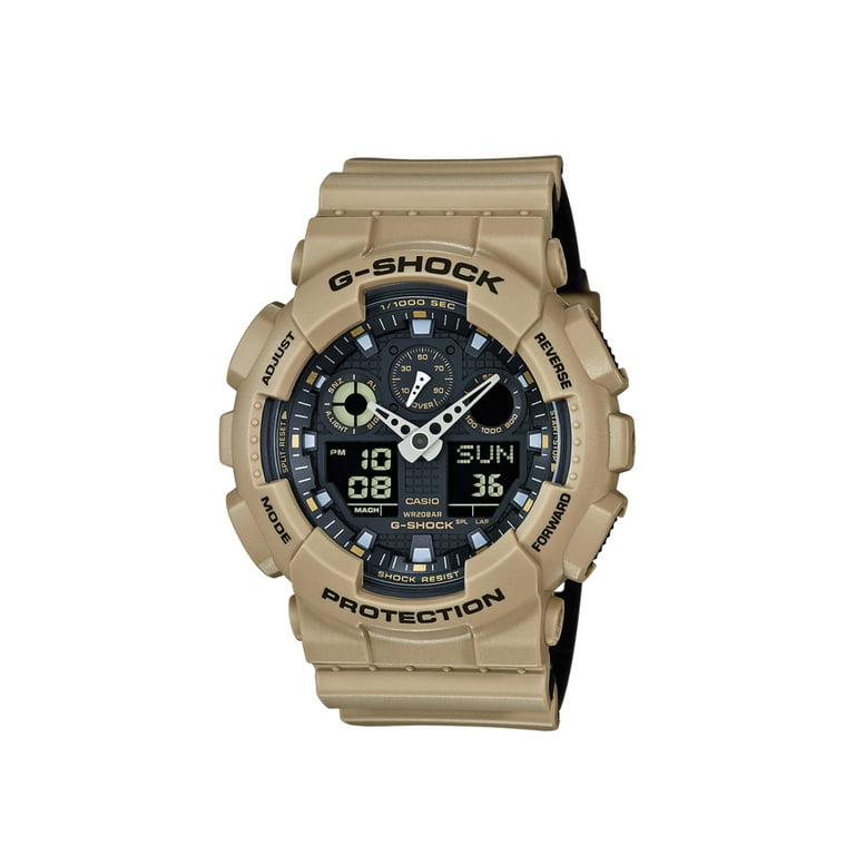 Men s G Shock GA100L 8A Tan Silicone Japanese Quartz Sport Watch