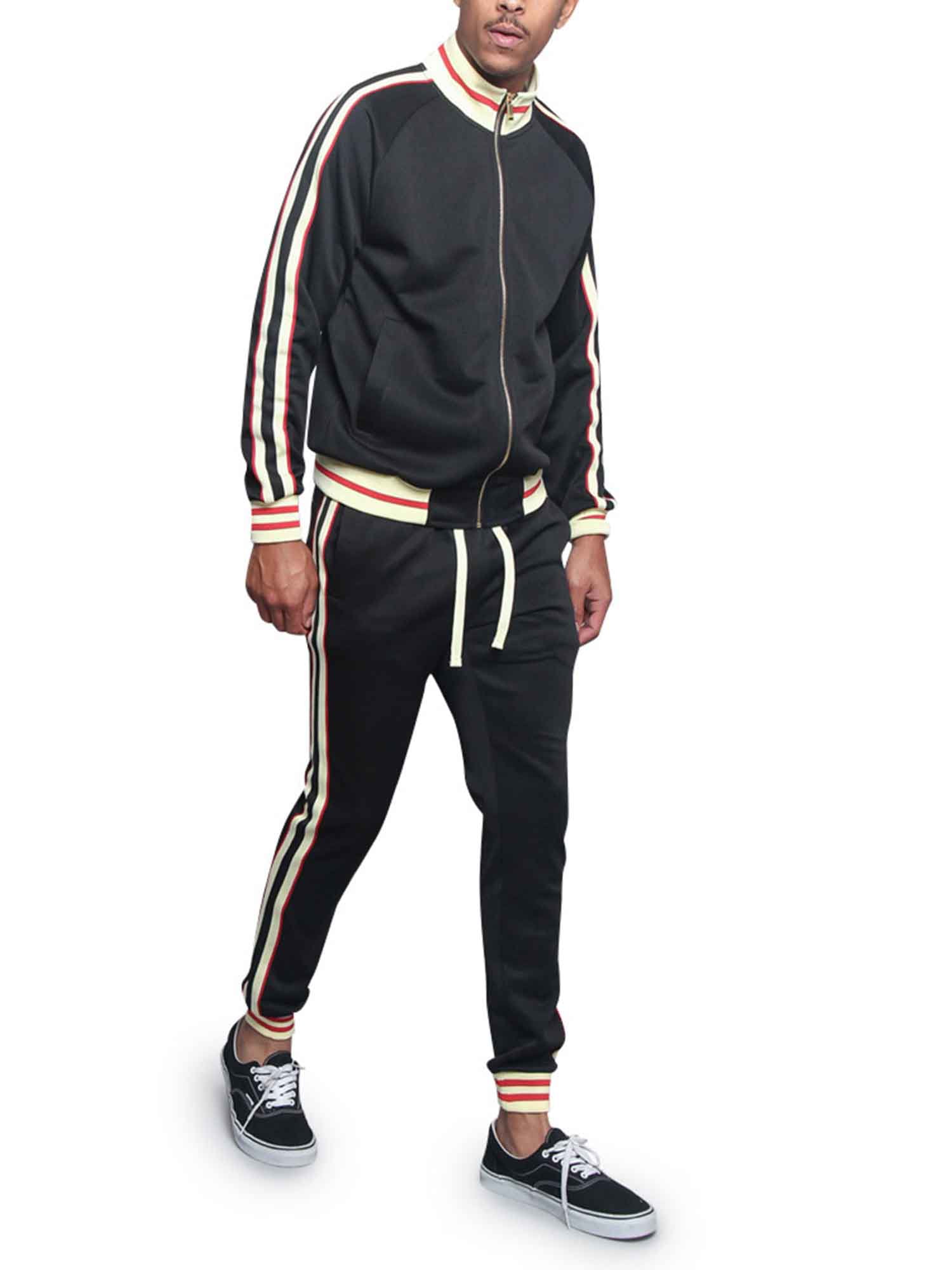 Men s G Track Suits 2 Piece Sweatsuit Set ST575 Black 5X Large Walmart