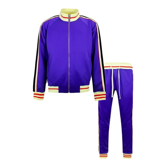 Men's G Track Suits 2 Piece Sweatsuit Set ST575 - Purple - 2X-Large