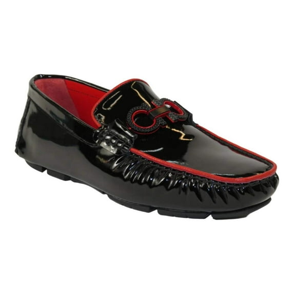 Men's GENIO Casual Dress Shoes Turkey Patent Leather 120580105 Black Red
