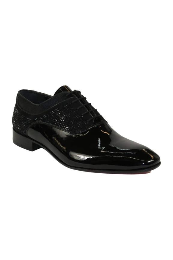Men's GENIO Patent Leather Red Sole Shoes Formal 120196618 Black Stones