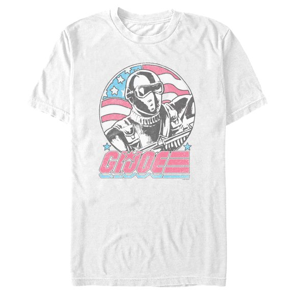 Men's GI Joe Snake Eyes Distressed America Flag  Graphic Tee White Medium