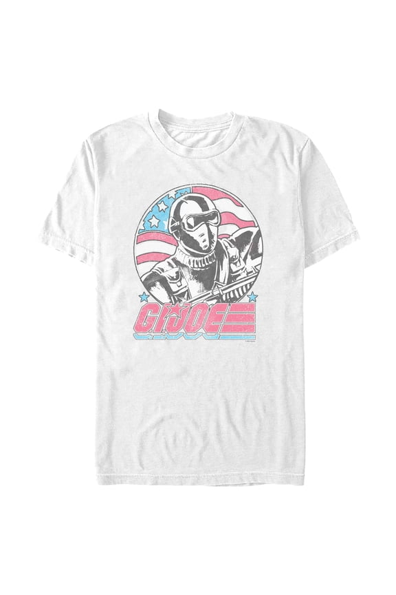Men's GI Joe Snake Eyes Distressed America Flag  Graphic Tee White Medium