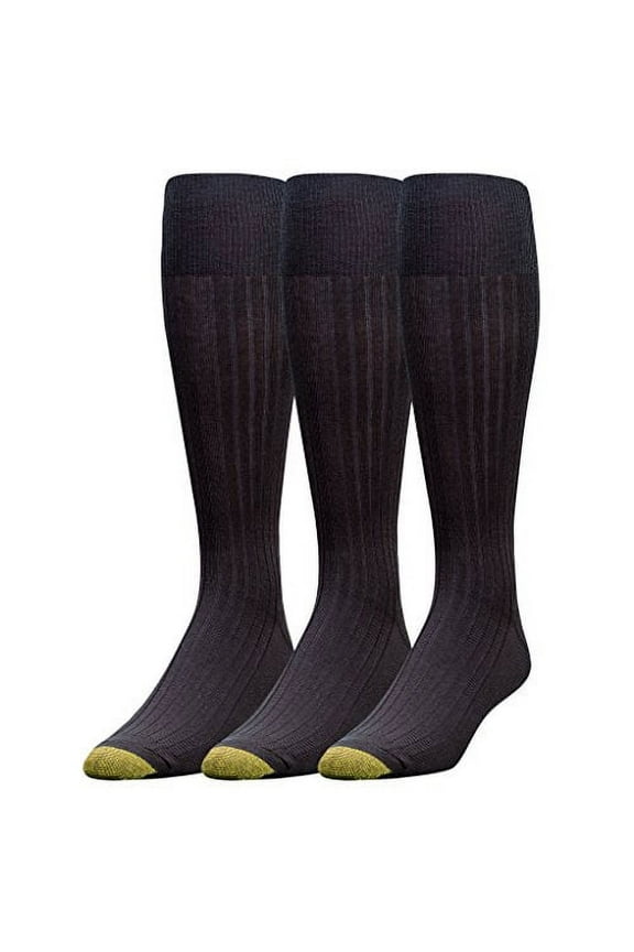 Men's GOLDTOE® 3-pack Canterbury Over-the-Calf Dress Socks Color: Black Size: N/A