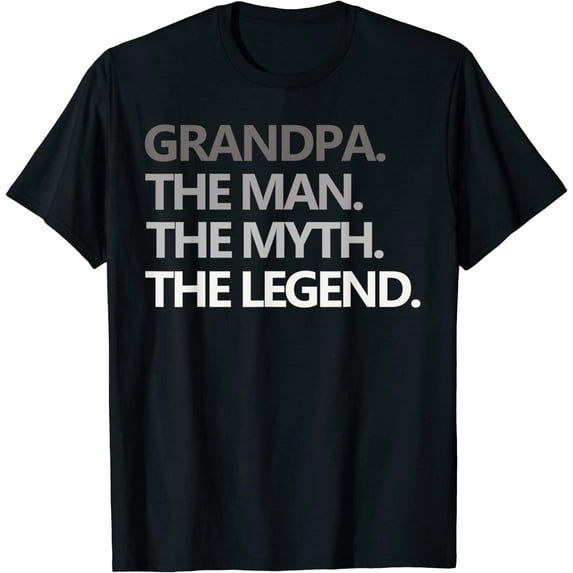 Men's GRANDPA THE MAN THE MYTH THE LEGEND Men Holiday Gift Father's Day T-Shirt Black Tshirt