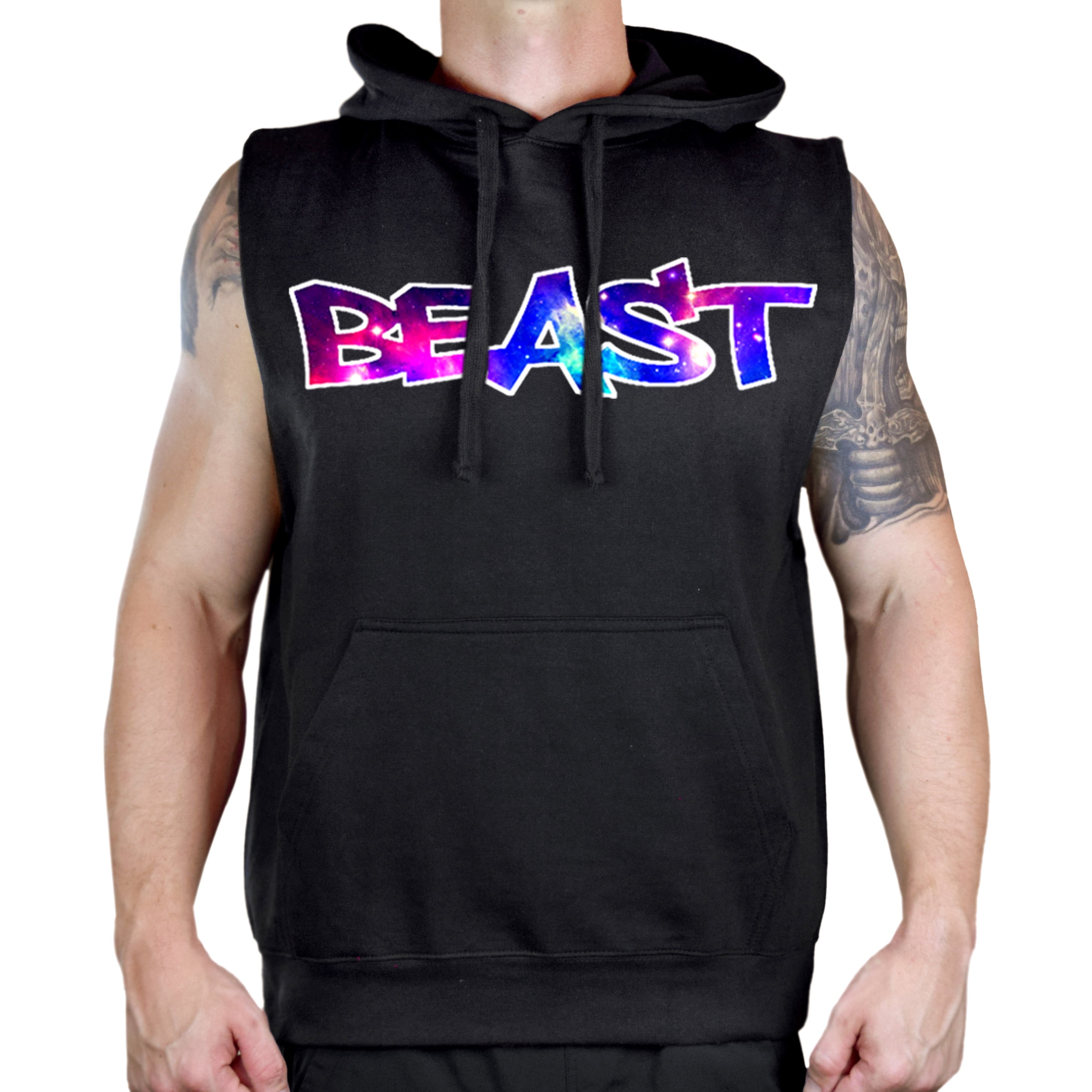Men's Galaxy Beast Black Sleeveless Vest Hoodie 4X-Large - Walmart.com