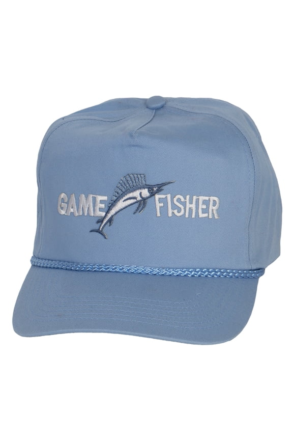 Men's Game Fisher Marlin Fishing Hat - Adjustable Angler Cap with Rope