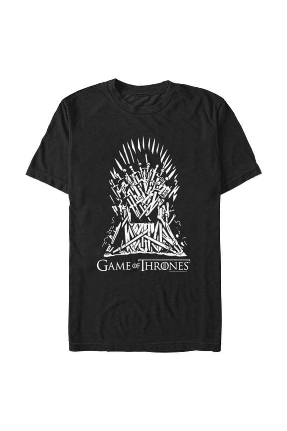 Men's Game of Thrones Black and White Iron Throne Graphic Tee Black Medium