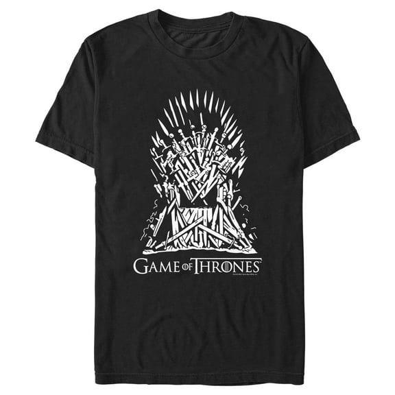 Men's Game of Thrones Black and White Iron Throne  Graphic Tee Black X Large
