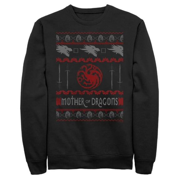 Men's Game of Thrones Christmas Mother of Dragons Sweater Sweatshirt Black Small
