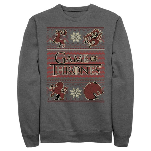 Men's Game of Thrones Christmas Ugly Sweater Sweatshirt Charcoal Heather 3X Large