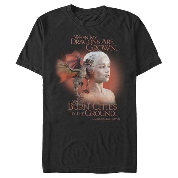 Men's Game of Thrones Daenerys Burn Cities  Graphic Tee Black Medium