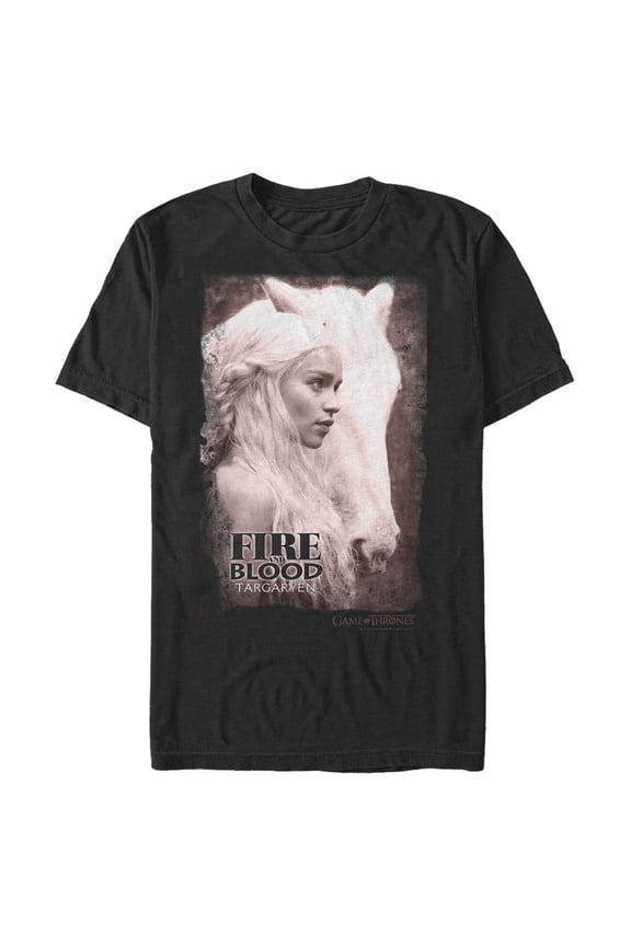 Men's Game of Thrones Daenerys Fire and Blood Frame Graphic Tee Black Large
