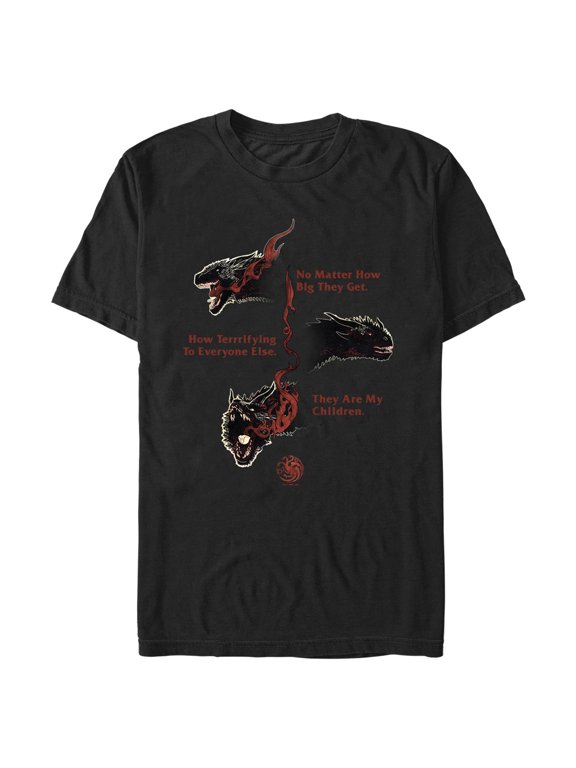 Men's Game of Thrones Dragons No Matter What They are my Children Graphic Tee Black 3X Large