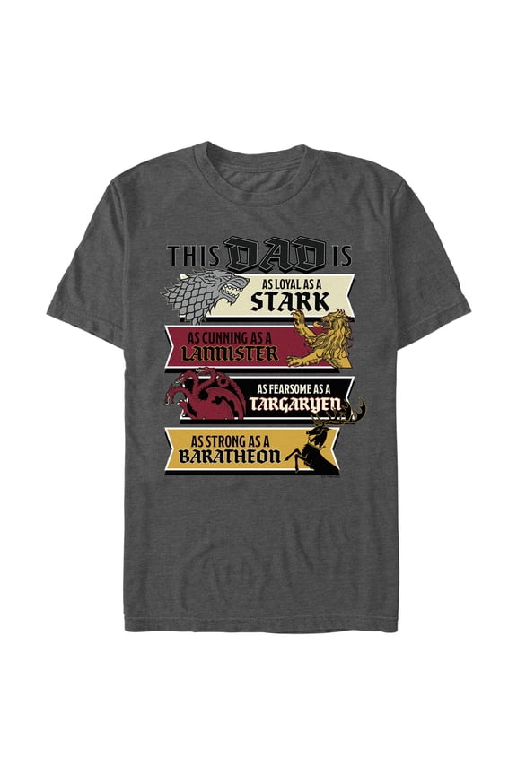 Men's Game of Thrones Father's Day This Dad Is... Four Houses Graphic Tee Charcoal Heather X Large