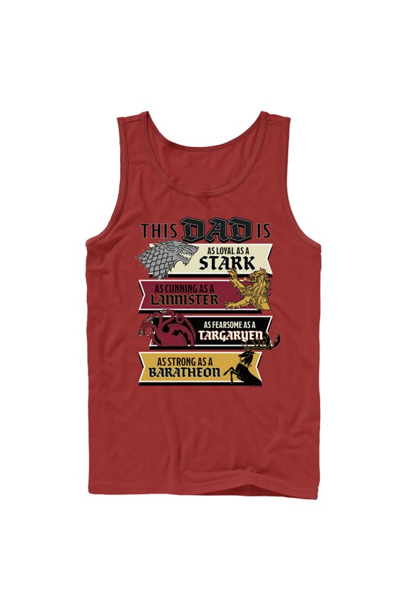 Men's Game of Thrones Father's Day This Dad Is... Four Houses Tank Top Red Large
