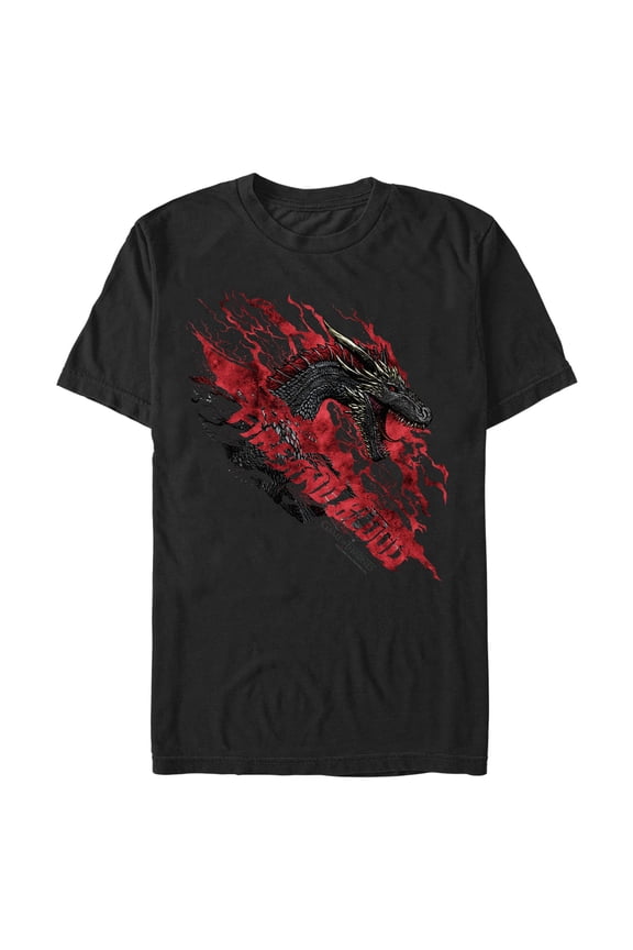 Men's Game of Thrones Fire and Blood Dragon Red Graphic Tee Black 2X Large