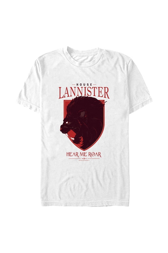 Men's Game of Thrones House Lannister Lion Crest  Graphic Tee White Small