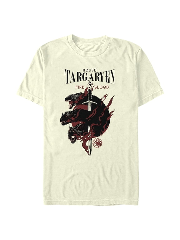 Men's Game of Thrones House Targaryen's Dragons Graphic Tee Beige X Large