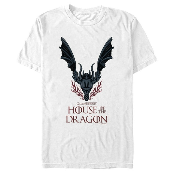 Men's Game of Thrones: House of the Dragon Fire-Breathing Dragon Logo  Graphic Tee White 2X Large