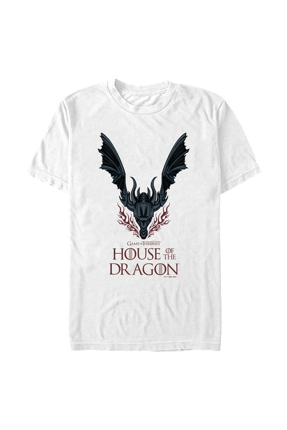 Men's Game of Thrones: House of the Dragon Fire-Breathing Dragon Logo  Graphic Tee White 3X Large