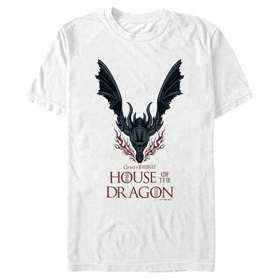 Men's Game of Thrones: House of the Dragon Fire-Breathing Dragon Logo Graphic Tee White Medium