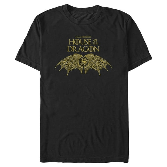 Men's Game of Thrones: House of the Dragon Intricate Dragon Wings Logo  Graphic Tee Black X Large