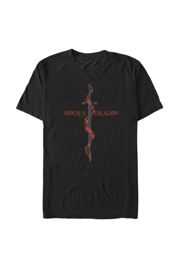 Men's Game of Thrones: House of the Dragon Red Sword Logo Graphic Tee Black Large