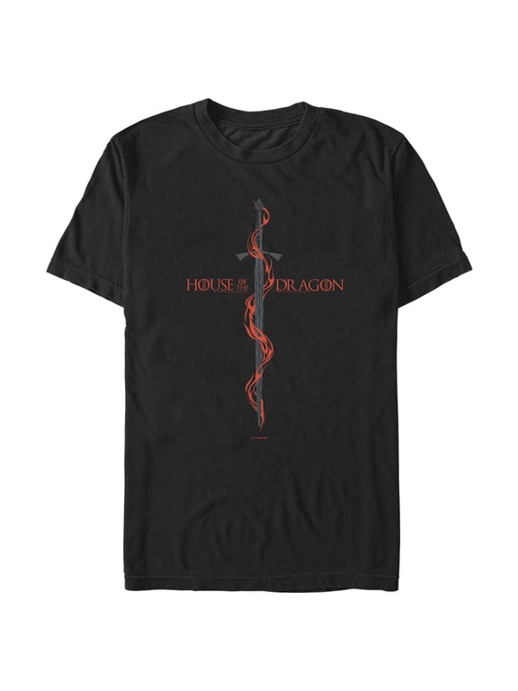 Men's Game of Thrones: House of the Dragon Red Sword Logo Graphic Tee Black Medium