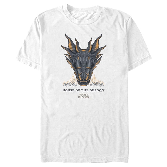 Men's Game of Thrones: House of the Dragon Skull of the Dragon Flames Graphic Tee White 2X Large