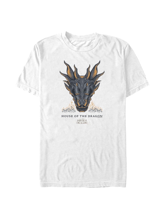 Men's Game of Thrones: House of the Dragon Skull of the Dragon Flames Graphic Tee White 3X Large