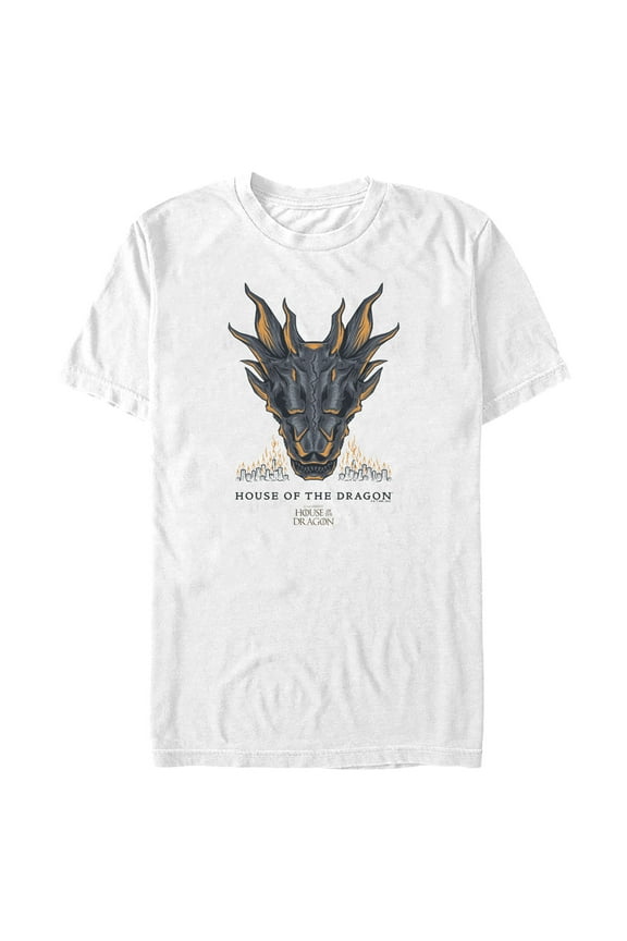 Men's Game of Thrones: House of the Dragon Skull of the Dragon Flames Graphic Tee White Medium